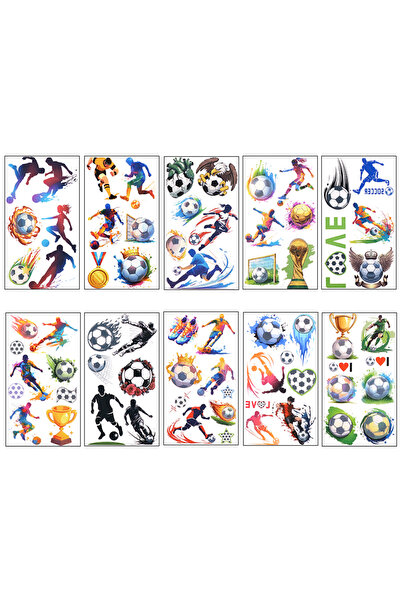 choice2 Football 10pcs Soccer Temporary Tattoo Stickers Kids Boys Birthday Pa...