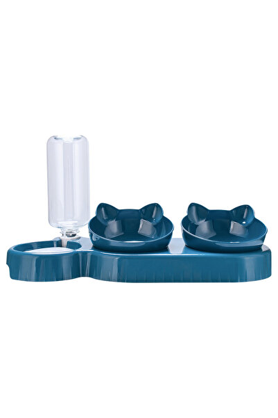 Choice Blue 3 in 1 Cat Feeder Automatic Water Dispenser Double Bowl Pet Bowl ...