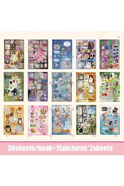 Choice1 S29989-1 Mr. Paper 30pcs Vintage Style Pet Food Theme Sticker Book，St...