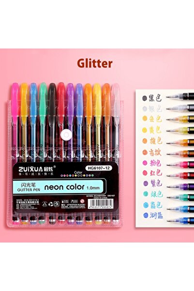 Choice 12pcs Glitter Pen 12/24Pcs Metallic Glitter Colors Gel Pens & Pen Refi...