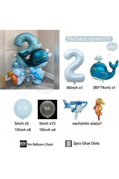 Choice5 Other Light Grey 38Pcs Ocean Animal Themed Birthday Balloon Set with ...
