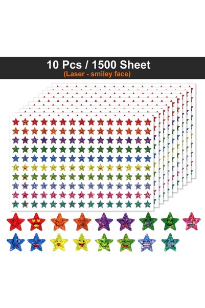 Choice17 Blue 450-3000 Sheet Happy Face Stars Reward Sign Stickers Pack DIY S...