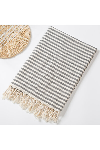 Choice 1pc 100x180CM Black YEUZLICOTTON Hot Sale Luxury Striped Tassel 100% C...