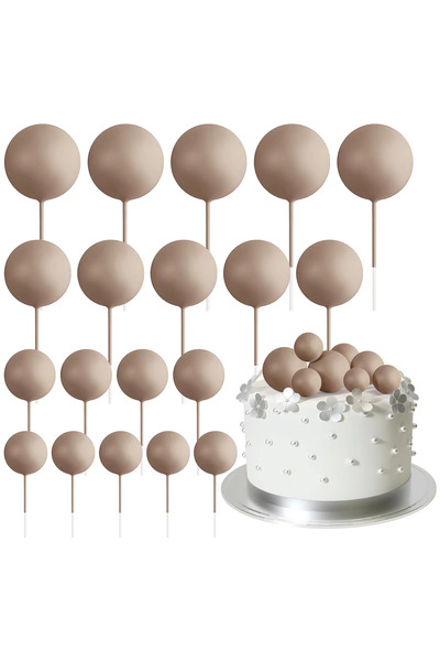 Choice4 brown 20pcs Ball Cake Topper Decorations Mini Balloons Cake Topper St...