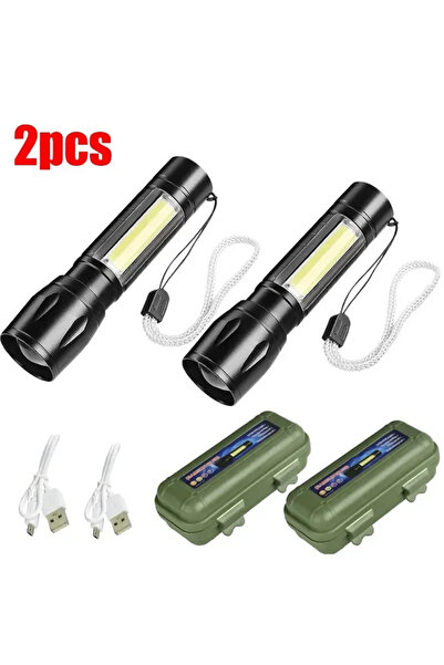 Choice Style B with Box 2PC Mini LED Flashlight COB+XPE Portable Torch USB Ch...