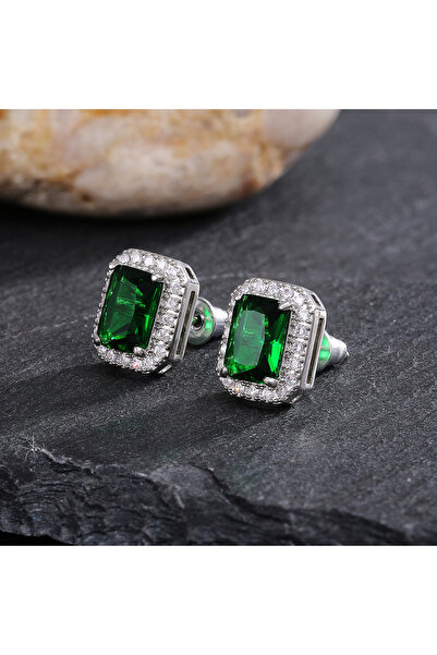 Choice E669 Huitan Rectangle/Square Green Cubic Zircon Stud Earrings Women El...