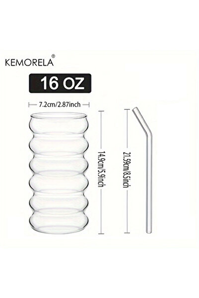 Choice1 401-500ml 1PCS 500ML 1/2/4PCS Wave Shape Beverage Glasses With Straws...