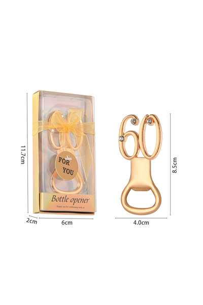 Choice Number 60 Golden Birthday Bottle Opener for 30th 40th 50th 60th 70th 8...