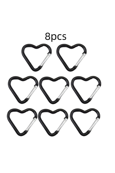 Choice1 Black-8pcs Outdoor Carabiner Heart Shape Keychain Clip Aluminum Alloy...