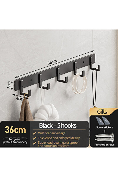Choice4 Black 5 hooks Hooks for Hanging Clothes at the Entrance Door, Hanging...