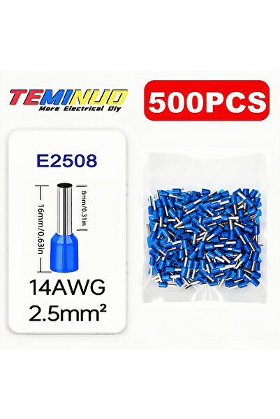 Choice 14AWG-E2508-500 قطعة 500/200 قطعة طرف توصيل سلكي، 9 مواصفات مختلفة بأل...