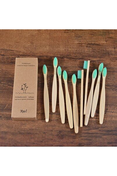Choice18 10 Piece Mint green 10Pcs Colorful Toothbrush Natural Bamboo Tooth B...