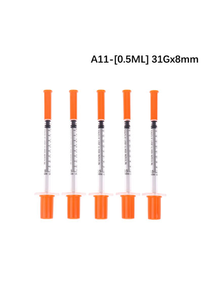 Choice9 A11 5Pcs 0.3/0.5/1ML Disposable Plastic Veterinary Syringe Orange Cap...