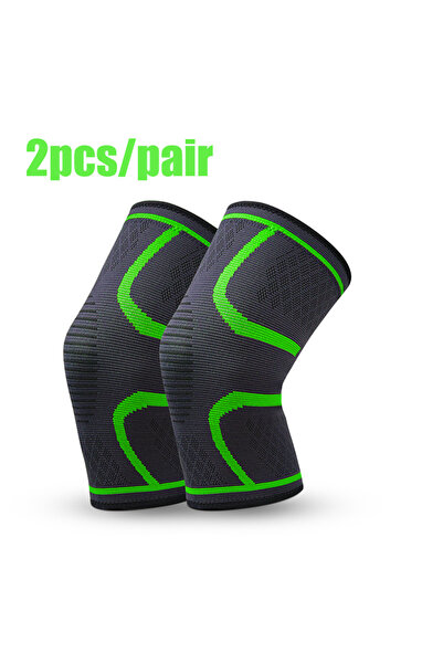 Choice L green-2pcs 1/2PCS Fitness Running Cycling Knee Support Braces Elasti...
