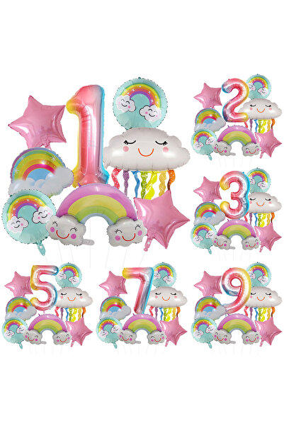 Choice Other Number 5 1set Rainbow Smile Cloud Balloon 40inch Gradient Number...