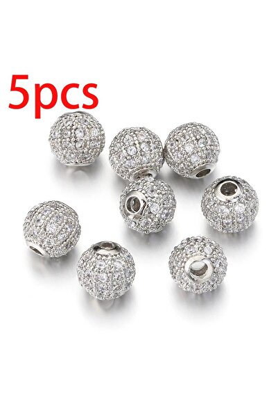 Choice 8mm SR-Transparent 5pcs 6/8/10mm Micro Pave Cubic Zirconia Round Space...