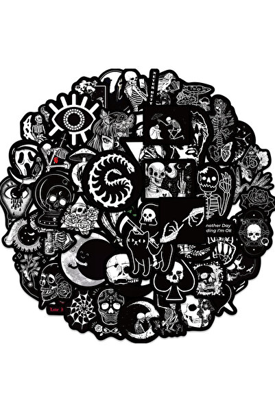 Choice black - 50pcs 50PCS Black White Gothic Stickers,Goth Skull Stickers,Da...