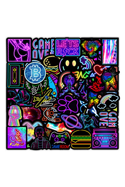 Choice3 100PCS 10/30/50/100pcs Cartoon Neon Light Rainbow Stickers Graffiti D...