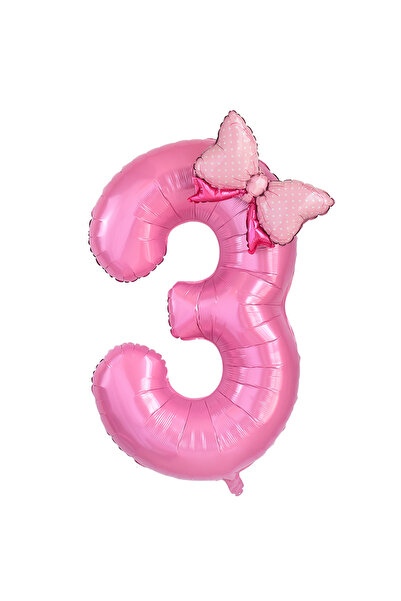 Choice 40inch Z03 1Pc Large 40inch Number Pink Foil Balloon With Bow 1 2 3 4 ...