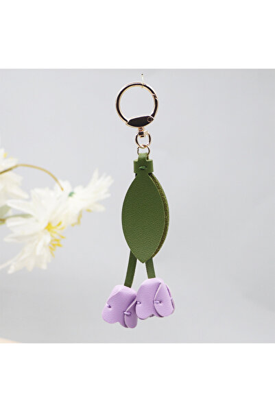 Choice4 Purple Fashion Tulip Bag Decoration PU Leather Leaf Flower Key Chain,...