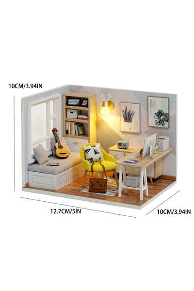 Choice QT-007 Kitten Mini Wooden Doll House Model Building Kits Toy Home Kit ...