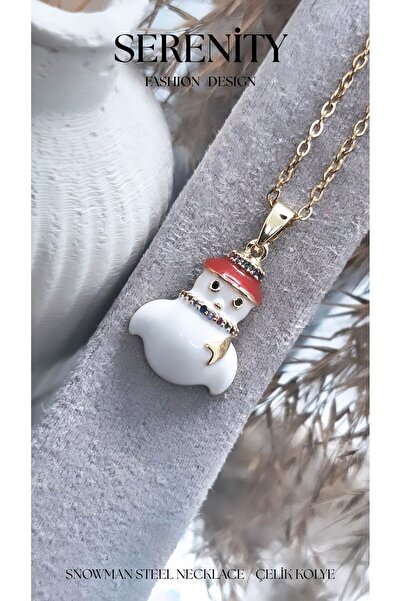 Serenity Steel Necklace with Snowman Figure
