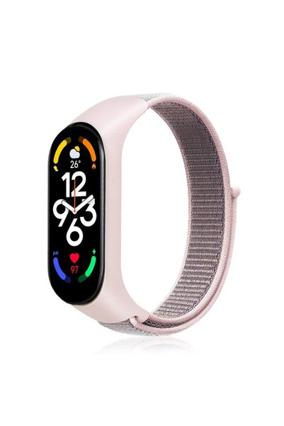 Choice34 سوار نايلون وردي رملي 03 لساعة Mi Band 7 الذكية المزودة بتقنية NFC، ...