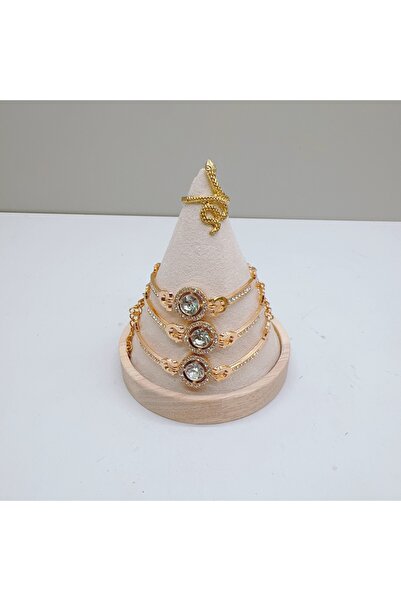 Choice1 beige Creative Wood Cone Bracelet Display Stand Ring Bangle Anklet Ch...