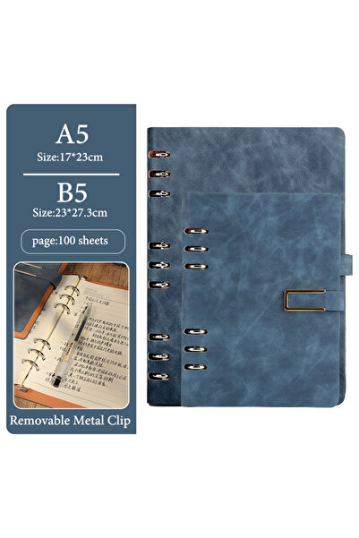 Choice8 A5 Denim blue A5/B5 Loose-Leaf Notebook,Simple Business Soft Leather ...
