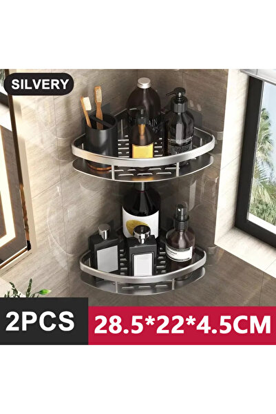 Choice StyleA-Silvery-2PCS Bathroom Shelf Kitchen Storage Organizer Aluminum ...