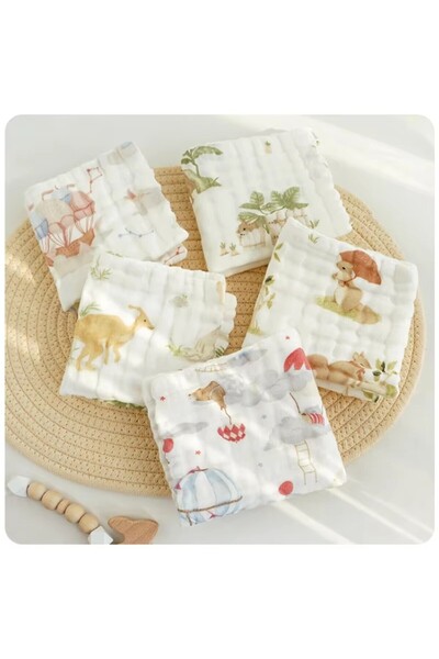 Choice1 5pcs 5pcs Cotton Gauze Baby Face Towel 6 Layer Muslin Squares Newborn...