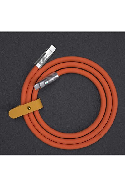 Choice7 2m Orange 120w 6A Super Fast Charge PD Type C Liquid Silicone Cable Q...