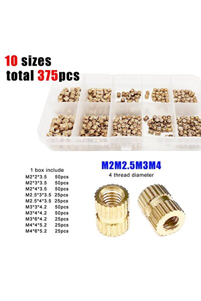 Choice3 M2M2.5M3M4 375pcs 375/400/500/750/1400pcs Injection Molding Knurl Ins...