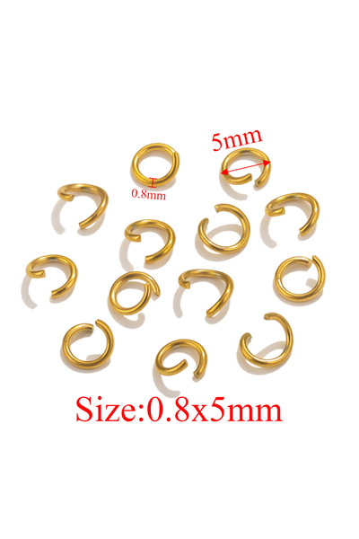 Choice JC008G5 100pcs PVD Gold Plated Stainless Steel Open Jump Rings Connect...