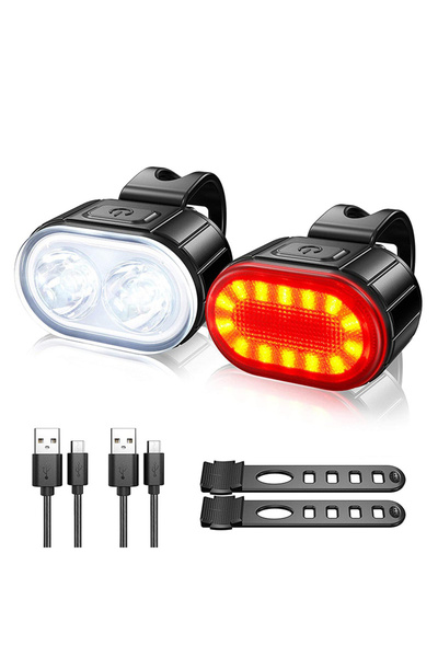 Choice Set Cycling Bicycle Front Rear Light Set Bike USB Charge Headlight Lig...