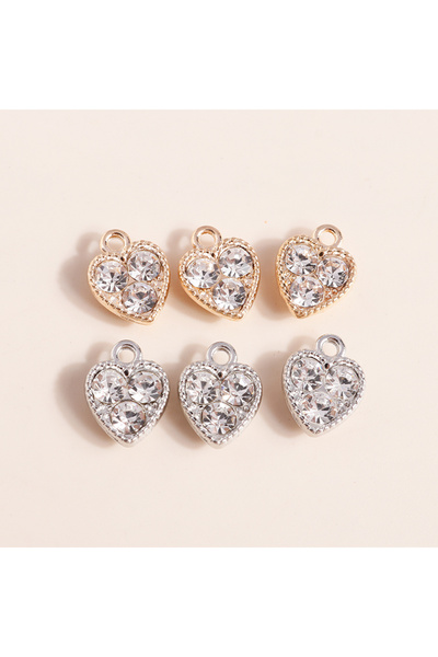 Choice style 434 10pcs 10*13mm Gold Silver Color Crystal Hearts Charms for Ne...