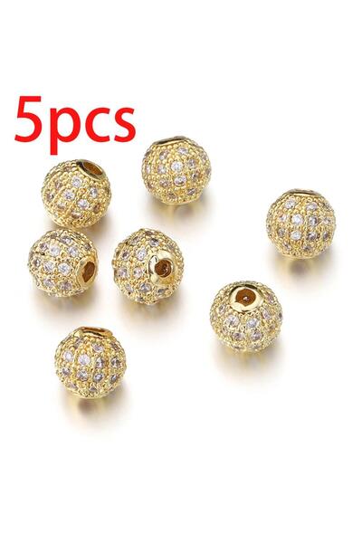 Choice 10mm GD-Transparent 5pcs 6/8/10mm Micro Pave Cubic Zirconia Round Spac...