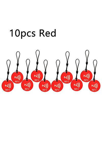 Choice1 10pcs Red 10pcs Ntag213 NFC Tag Lable Token With Rope RFID 13.56MHz 1...