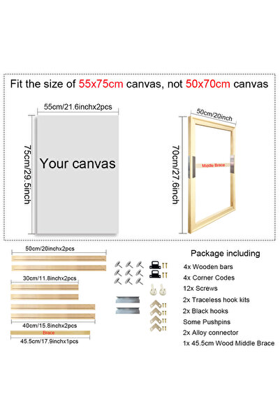Choice18 50x70cm Natural Solid Wood 24 Sizes DIY Wood Frame Kit for Canvas Oi...