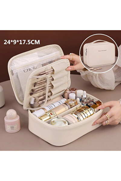 Choice White 1pc Makeup Bag Hand-held Large Capacity Multi-layer Classificati...