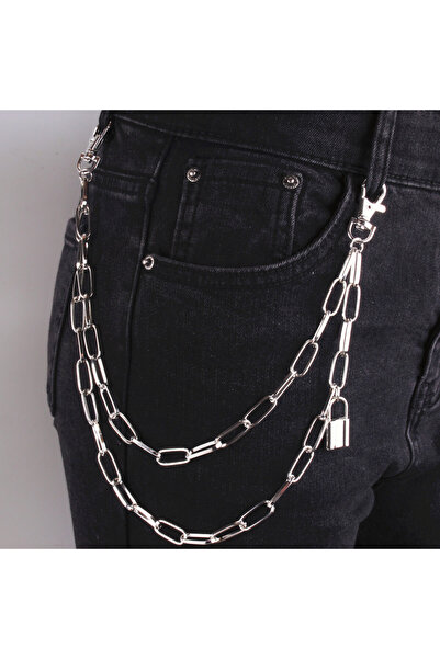 Choice Silver Style D Vintage Long Metal Rock Trousers Hipster Pant Jean Keyc...
