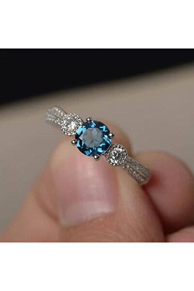Choice 7 Q111 Huitan Luxury Elegant Women Rings with Round Blue Cubic Zirconi...