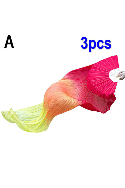 Choice10 3pcs A 150cm Women Belly Dancing Fan Gradient Color Dancer Practice ...