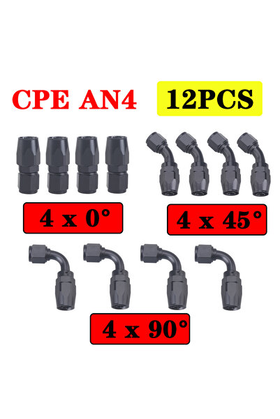Choice4 AN4 12Pcs Universal AN4 AN6 AN8 AN10 AN12 Straight 0 45 90 Degree Alu...