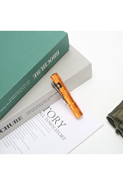 Choice orange Portable Mini LED Pen Flashlight With Pen Clip Handheld Ultra P...