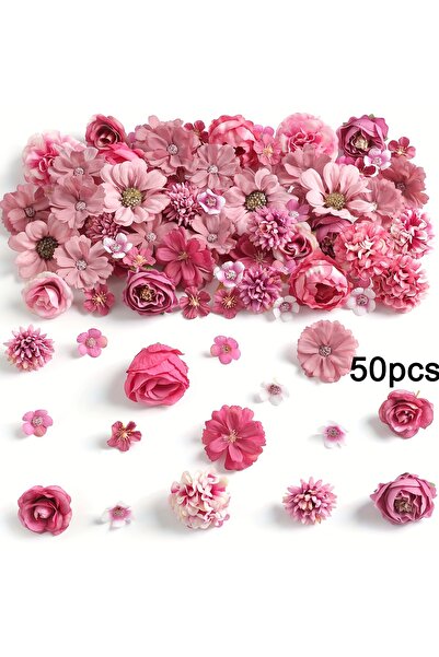 Choice3 6 50Pcs Mix Artificial Flowers Heads for Home Decor Fake Flowers Gard...