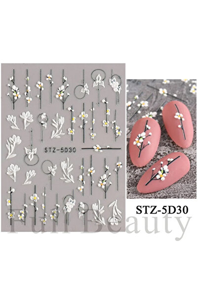 Choice STZ-5D30 5D Simple Flowers Nail Embossed Stickers Elegant Wedding Desi...