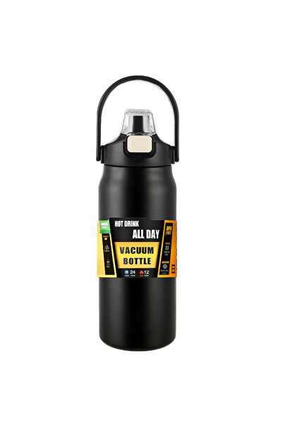 Choice 800ml Black Portable Thermos with Straw 304 Stainless Steel Thermal Mu...