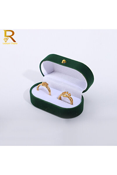Choice Green Velvet Trinket Box Ring Box Jewelry Organizer Double Rings BoxJe...