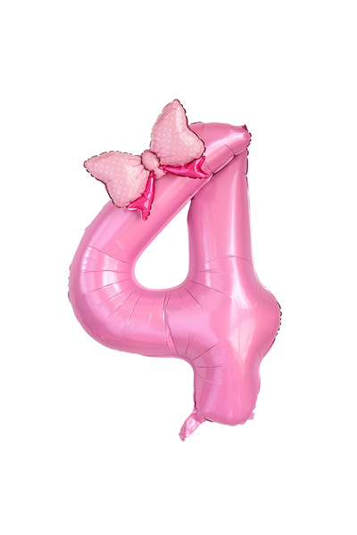 Choice 40inch Z04 1Pc Large 40inch Number Pink Foil Balloon With Bow 1 2 3 4 ...